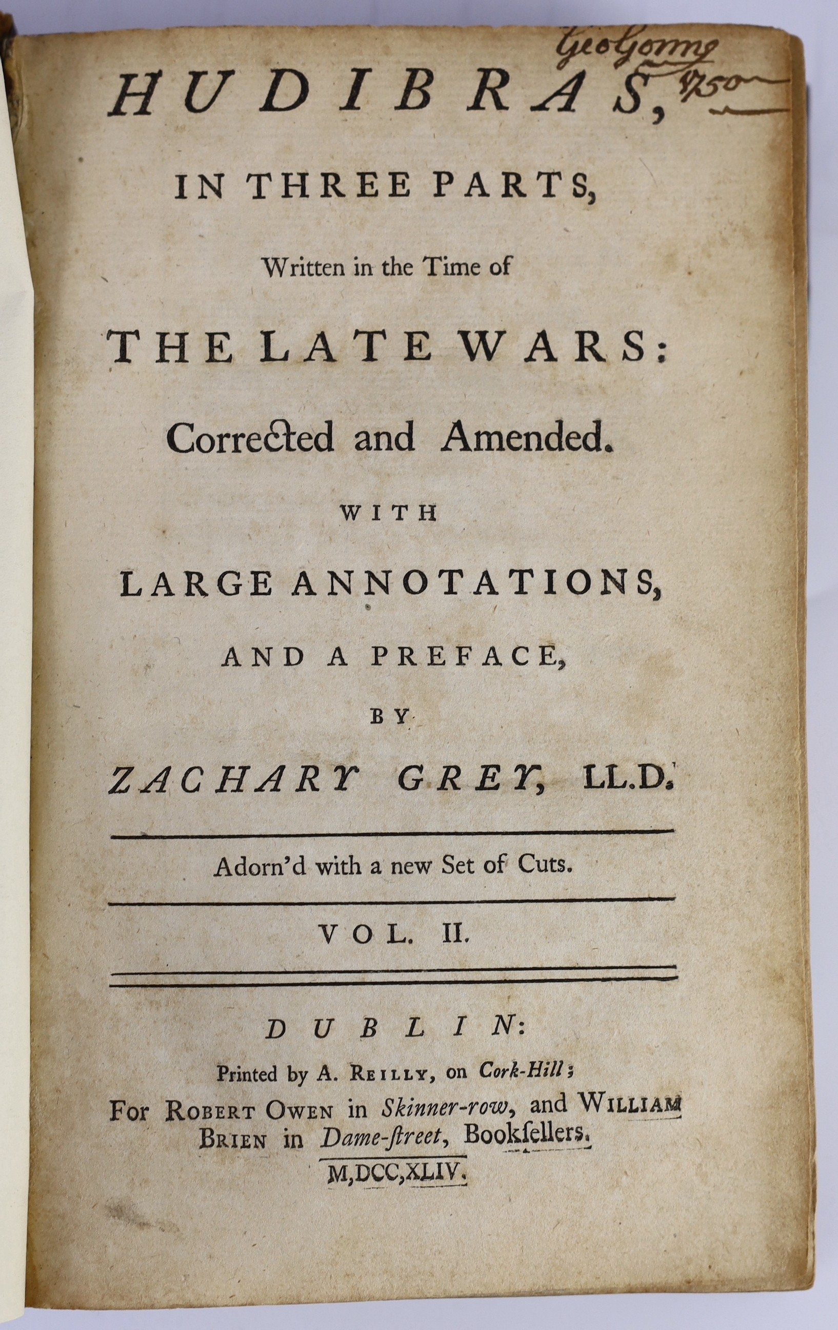 Rapin de Thoyras, Paul - The History of England, translated by Nicolas Tindell, 8vo, panelled calf, vols, 2 (in 2 parts), 3 and 4, London, 1726-1727 and vol.7, Dublin, 1729, engraved with portraits and tables of genealog